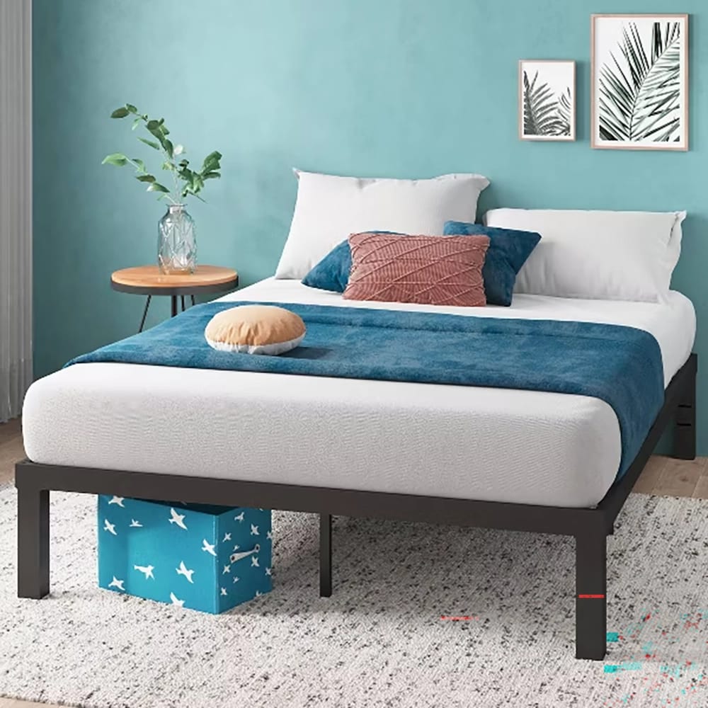 Zinus Luis 14" Quick Lock Metal Platform Bed, Black, Queen