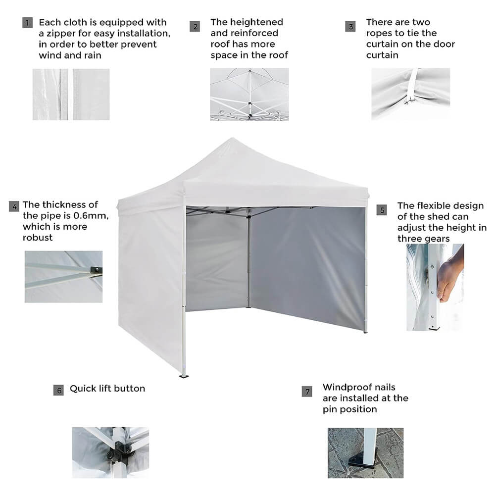 10' x 10' Pop-Up Canopy Tent with 4 Sidewalls, White