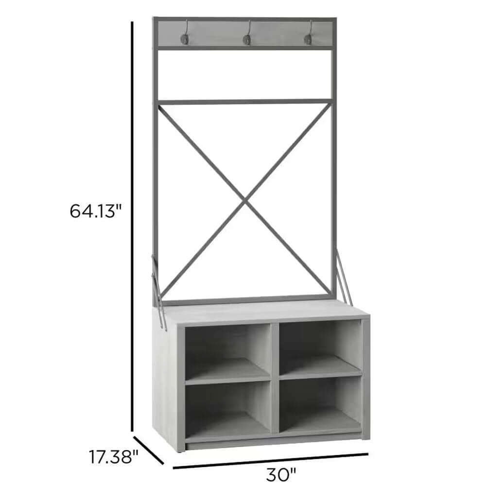 Twin Star Home Hall Tree with 4-Cubbies, Dixon Oak