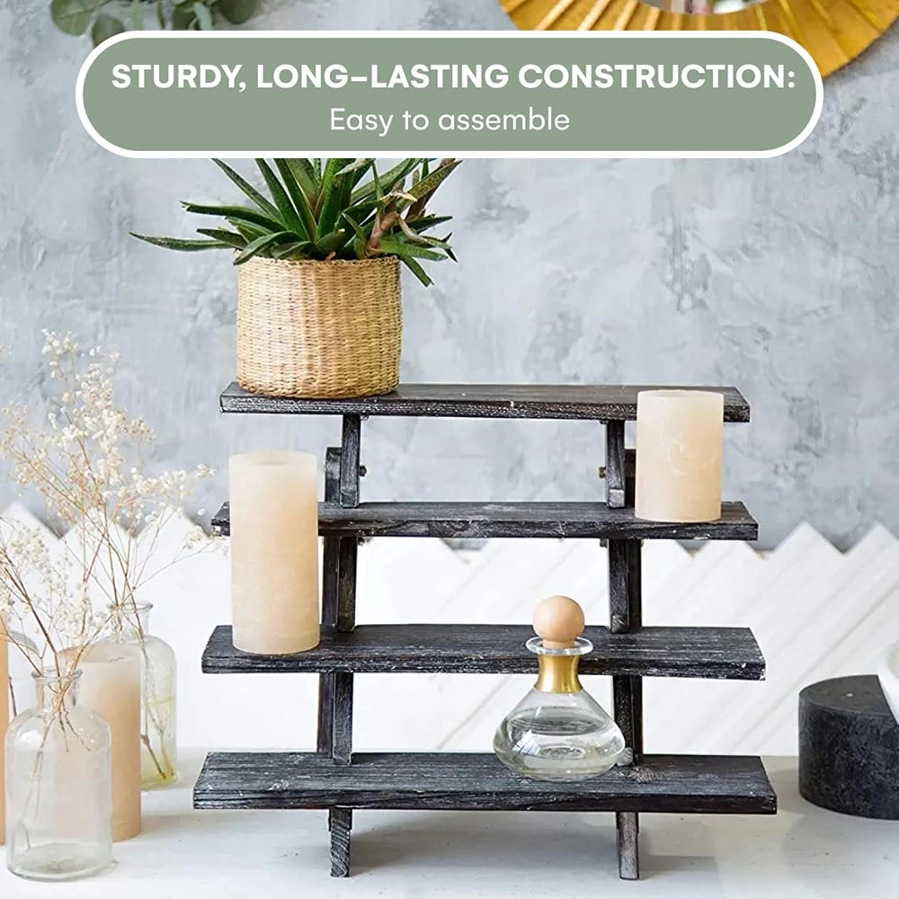 Hallops Rustic Wooden Cupcake Stand, Black