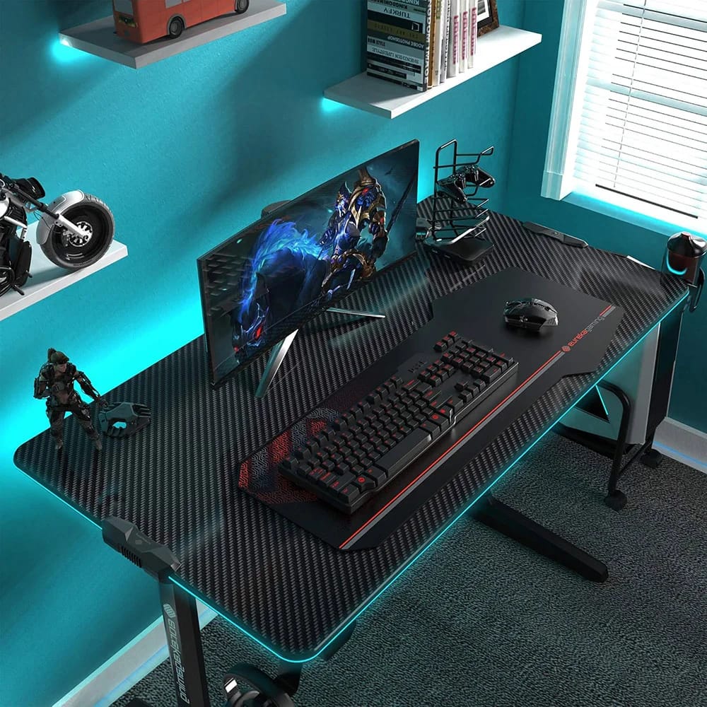 Eureka Ergonomic LED Gaming Desk, Black