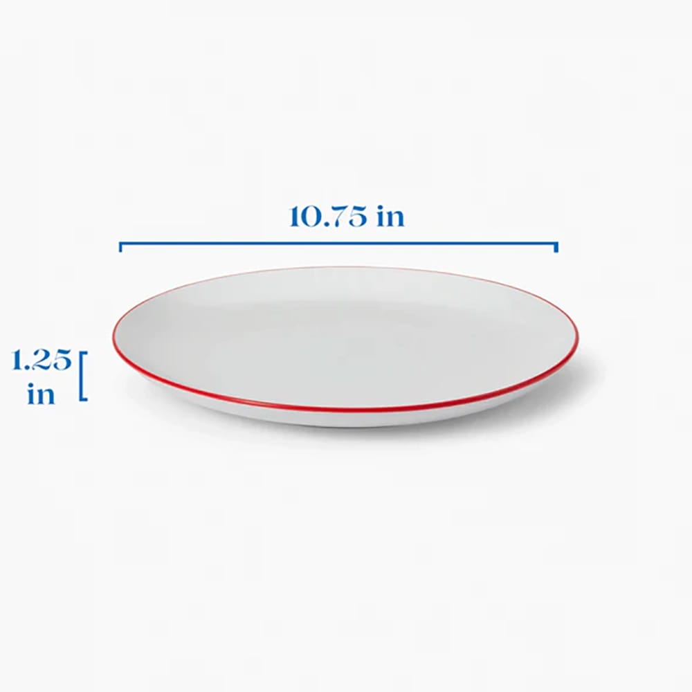 Leeway Big Plate, Red Stripe, Set of 4