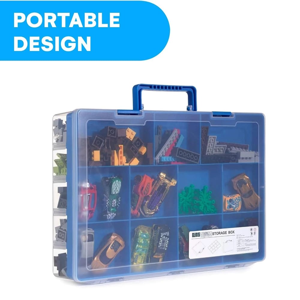 Bins & Things 30-Slot Plastic Storage Box, Blue