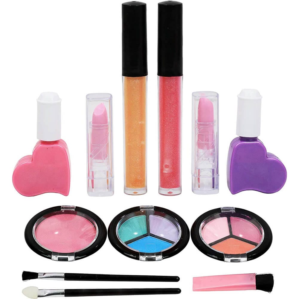 Click N' Play Kids' Washable Makeup Set with Pink Cosmetic Kit Tote Bag