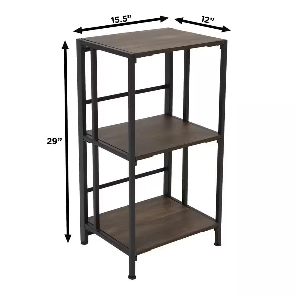 FlipShelf 3-Shelf Narrow Bookcase, Black/Brown