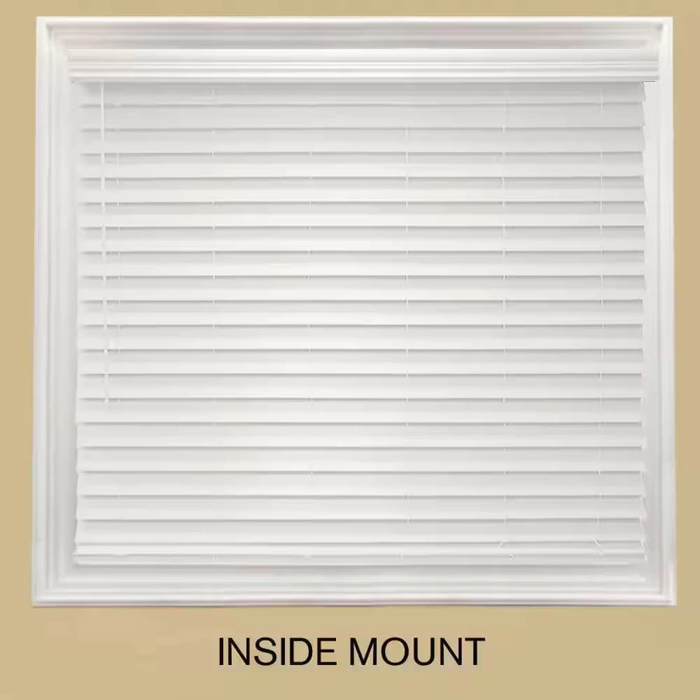 Cordless Premium Faux Wood Blinds with 2.5" Slats, White, 36" x 64"