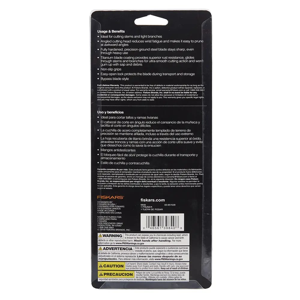 Fiskars Titanium Coated Blade Bypass Hand Pruner