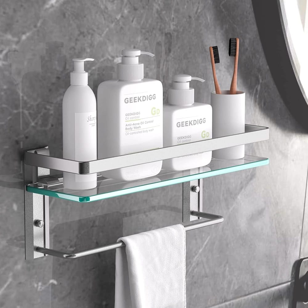 Mounted Glass Bathroom Organizer