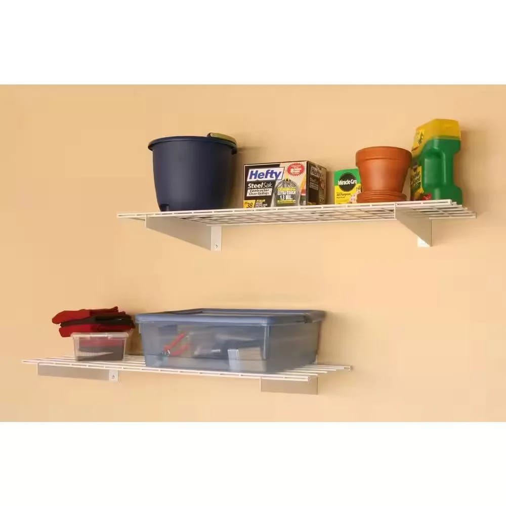 HyLoft 2-Shelf Wire Garage Wall Storage System, White