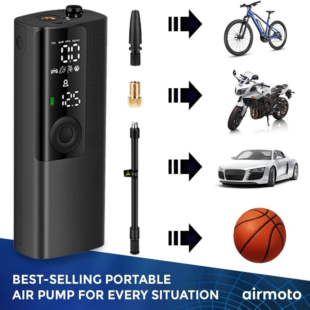 Airmoto Tire Inflator Portable Air Compressor, Black