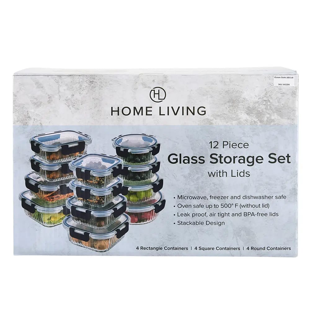 Home Living 12 Piece Glass Navy Storage Set with Lids