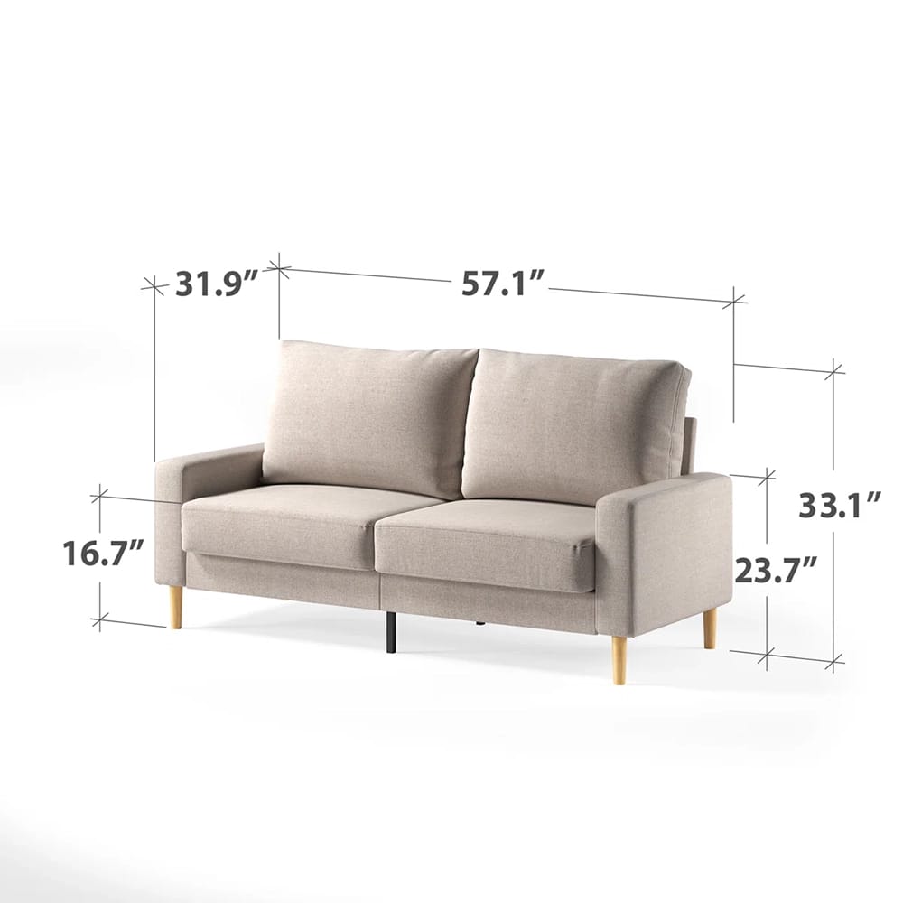 Zinus Colton Upholstered Loveseat, Beige