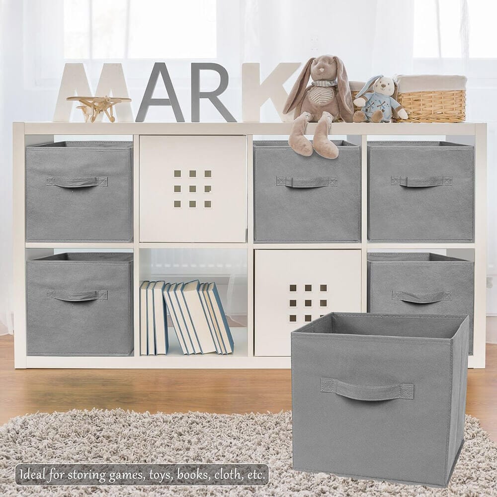 Greenco Foldable Storage Cubes, Set of 6, Gray