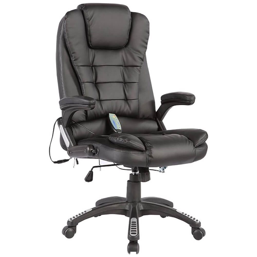 Mecor High-Back Faux Leather Office Chair with Heat & Massage, Black