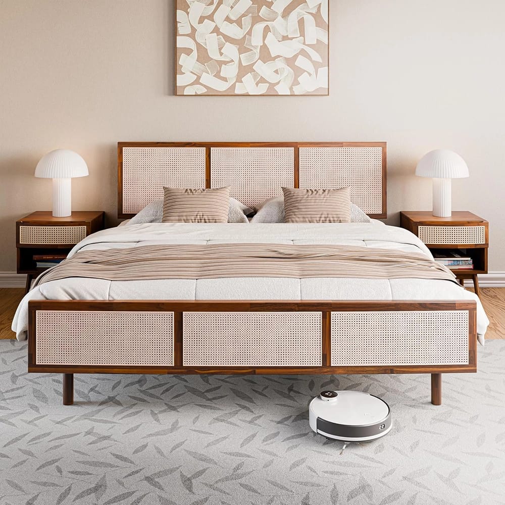 Bme Nancy King Size Bed Frame and Headboard, Brown