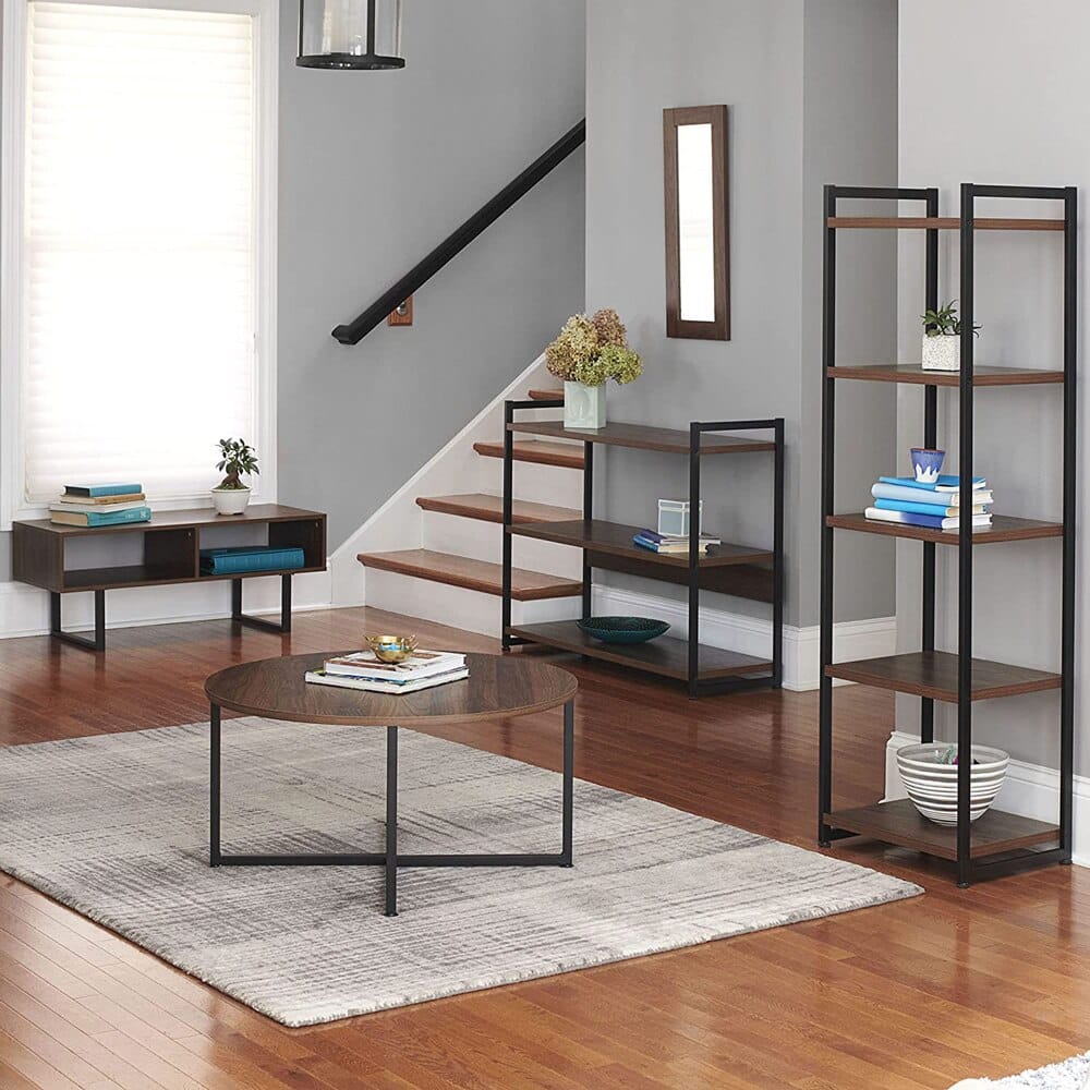 Household Essentials Jamestown Collection 3-Tier Bookshelf, Walnut