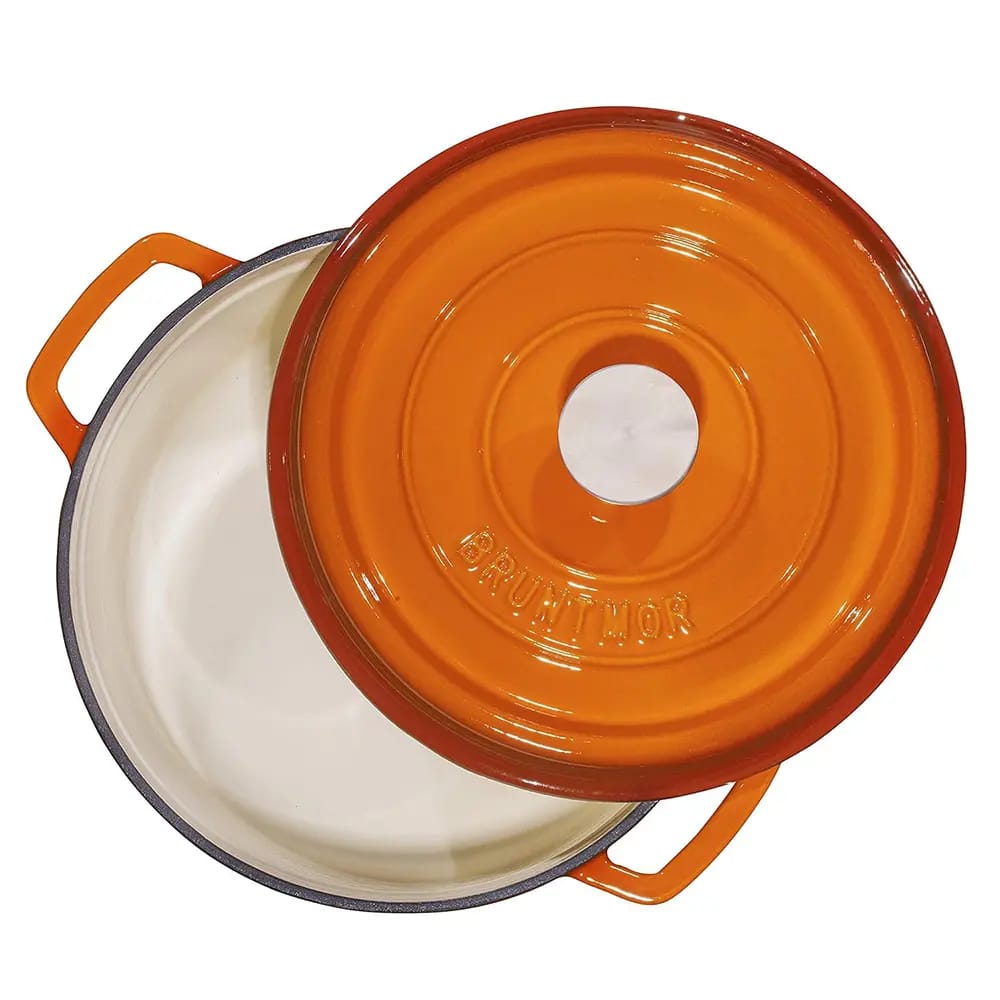 Bruntmor Pre-Seasoned 6.5 qt Cast Iron Dutch Oven, Pumpkin Spice