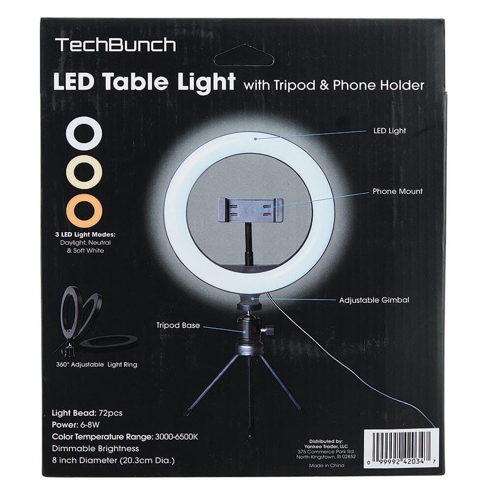 TechBunch 8" LED Ring Light with Tabletop Tripod