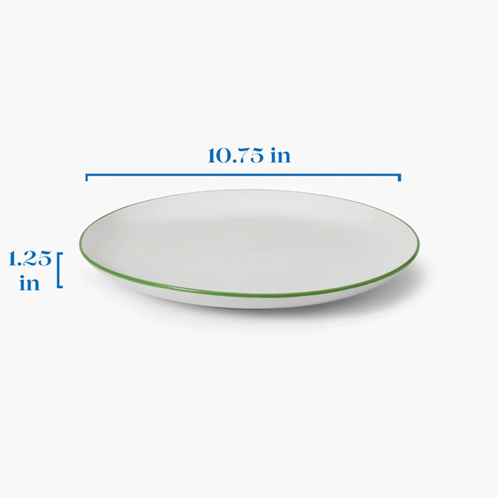 Leeway Big Plate, Green Stripe, Set of 4