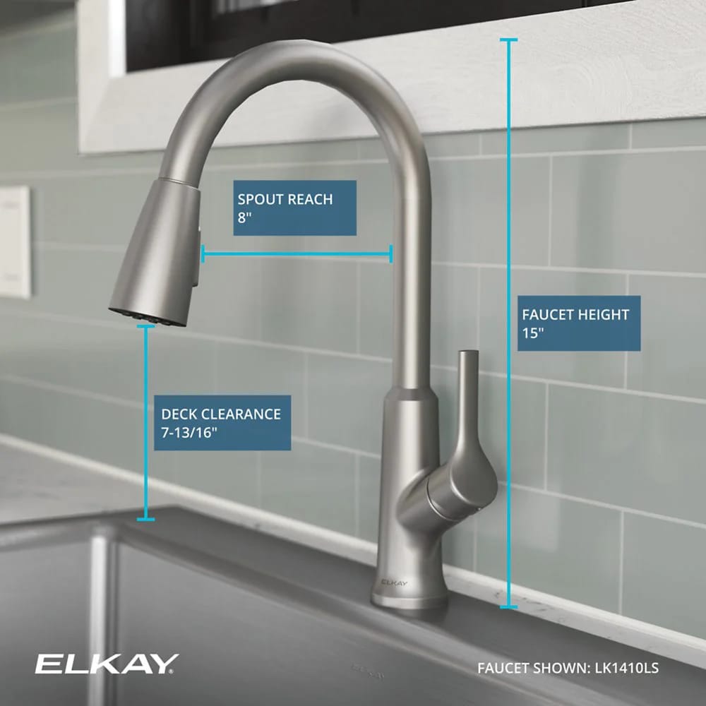 Elkay Single Hole Pull-Down Kitchen Faucet, Lustrous Steel