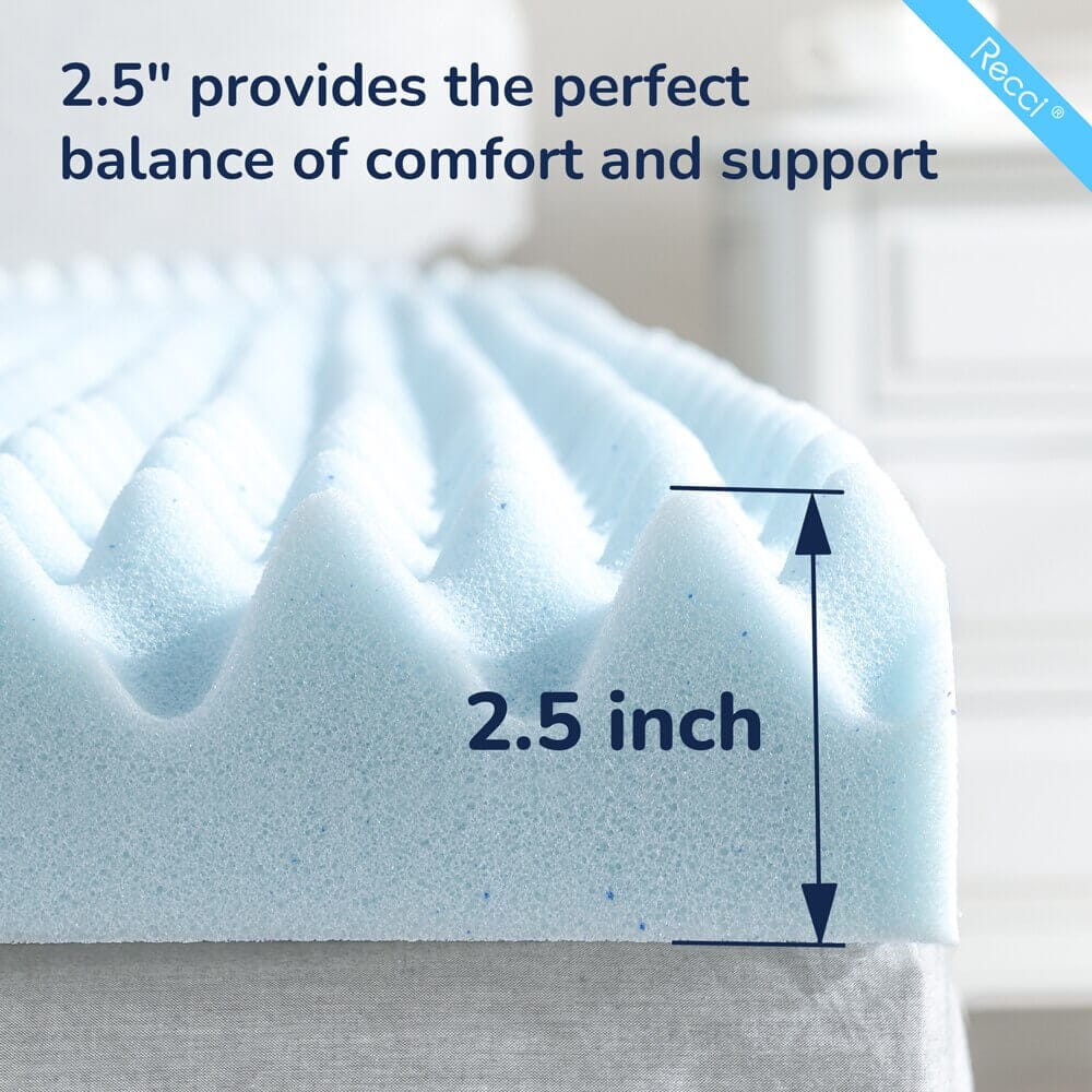 RECCI 2.5" Queen Egg Crate Memory Foam Mattress Topper