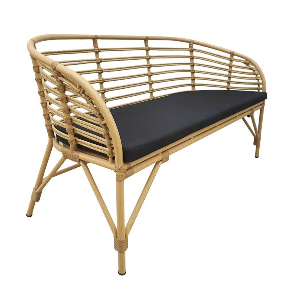 TK Classics Boho Aluminum Loveseat, Natural/Black