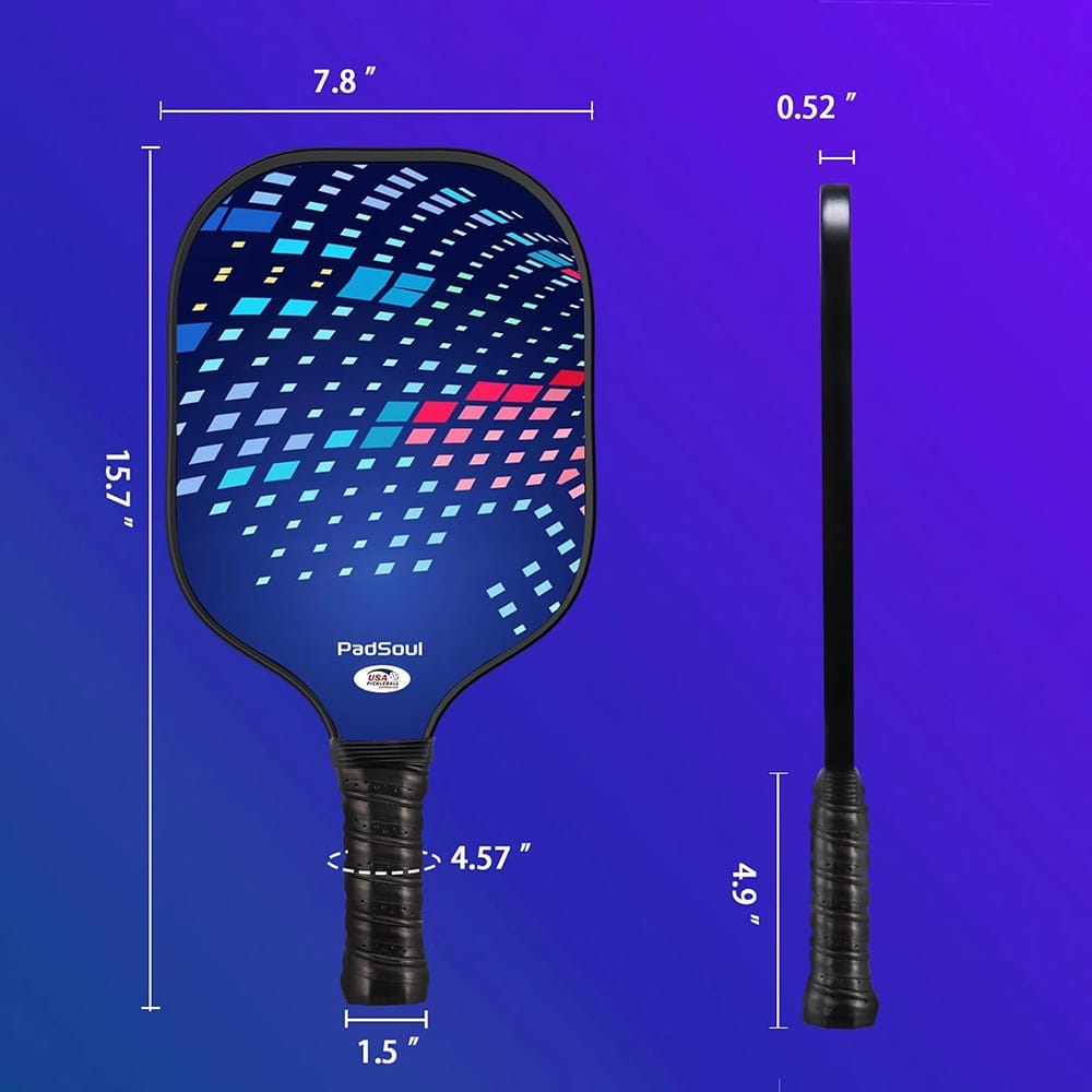 PadSoul Carbon Fiber Pickleball Paddle Set, Blue/Red