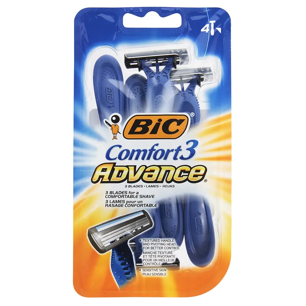 BIC Comfort 3 Advance Razor Blades, 4 Count