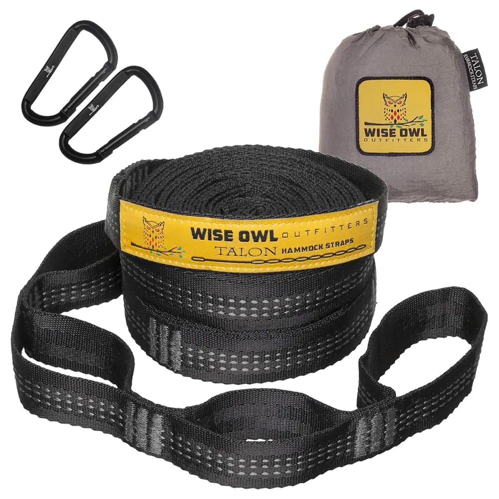 Wise Owl Outfitters Hammock Straps, Gray, 2 Pack