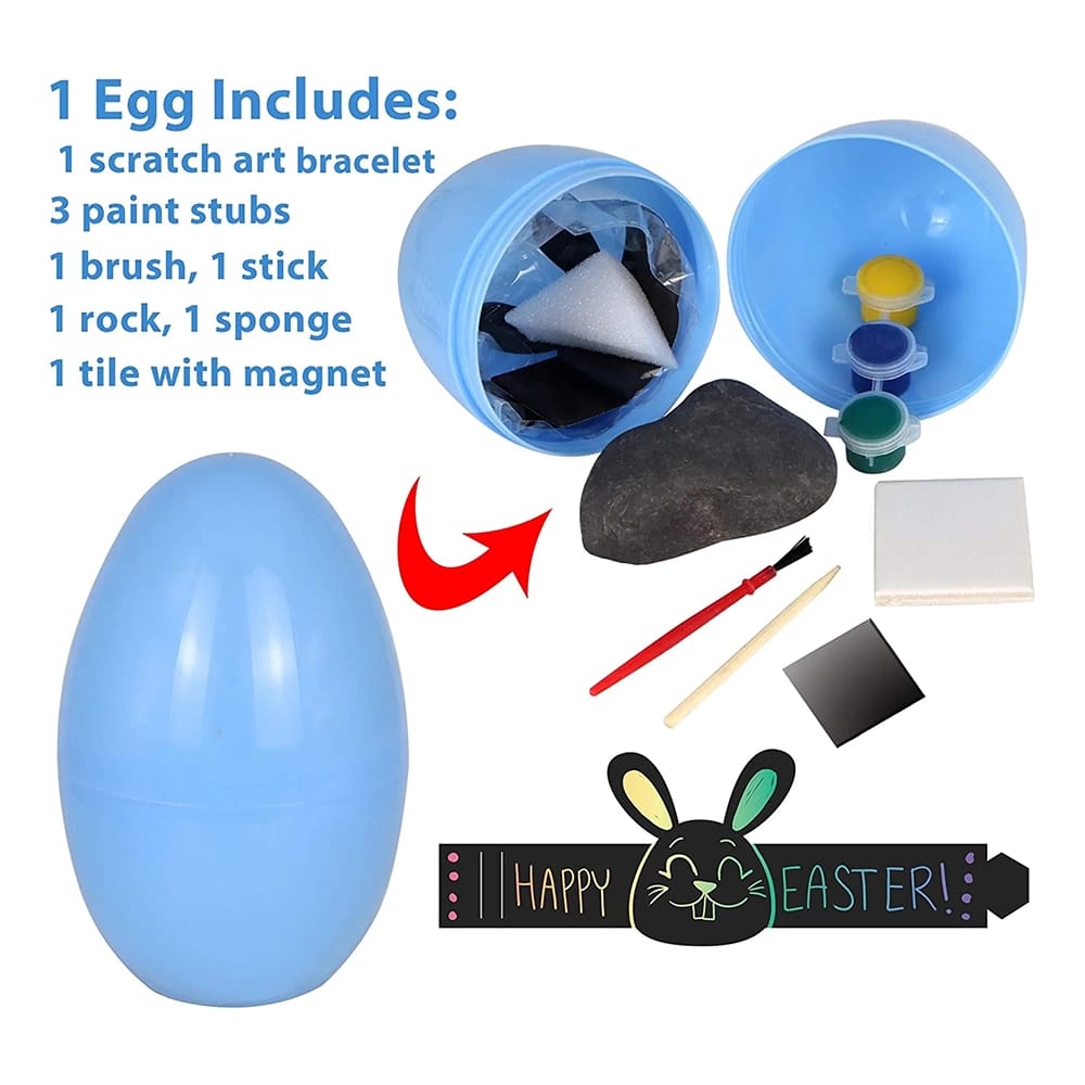 12-Piece Pre Filled Easter Eggs with DIY Art and Craft Rock Painting Kit