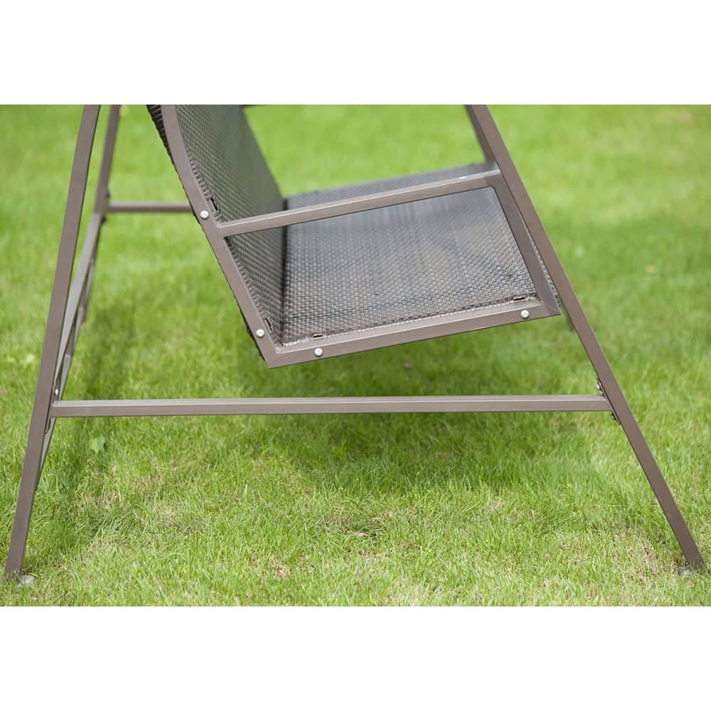 PatioPost Outdoor Patio Swing Chair with Adjustable Canopy, Brown