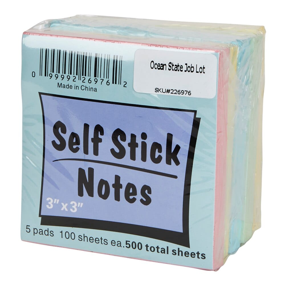 Assorted Color Sticky Notes, 500 Sheets