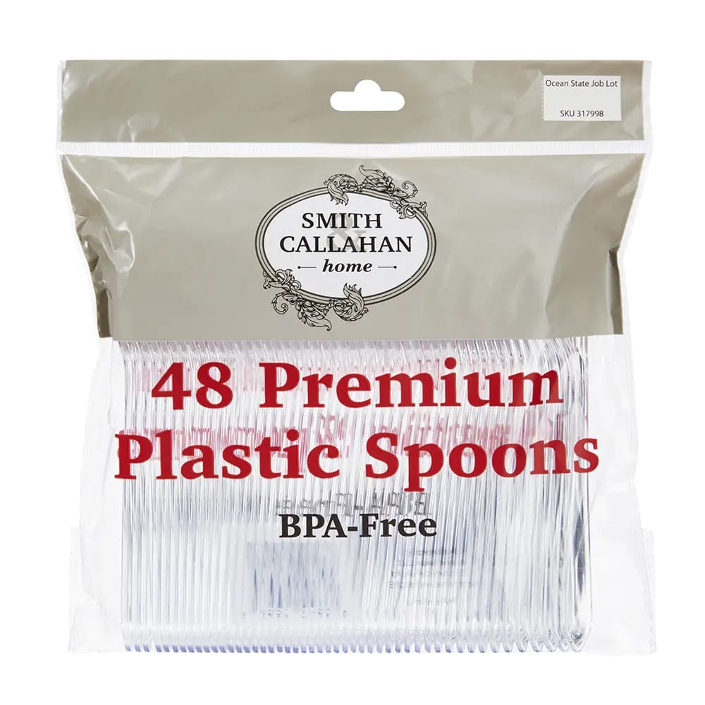Smith & Callahan 48-Piece Clear Premium Plastic Spoons