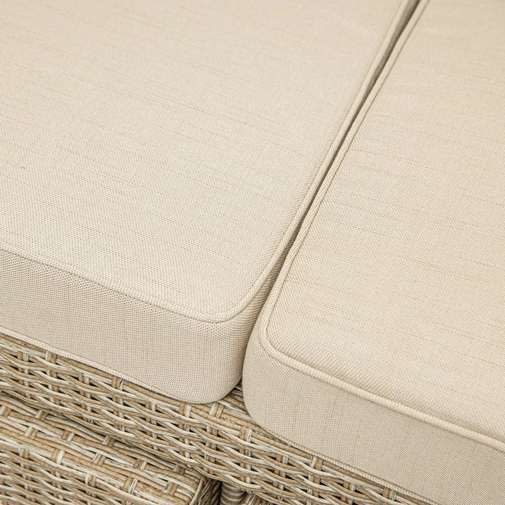 Deko Living Outdoor Wicker Patio Sofa with Canopy and Ottoman Set, Beige