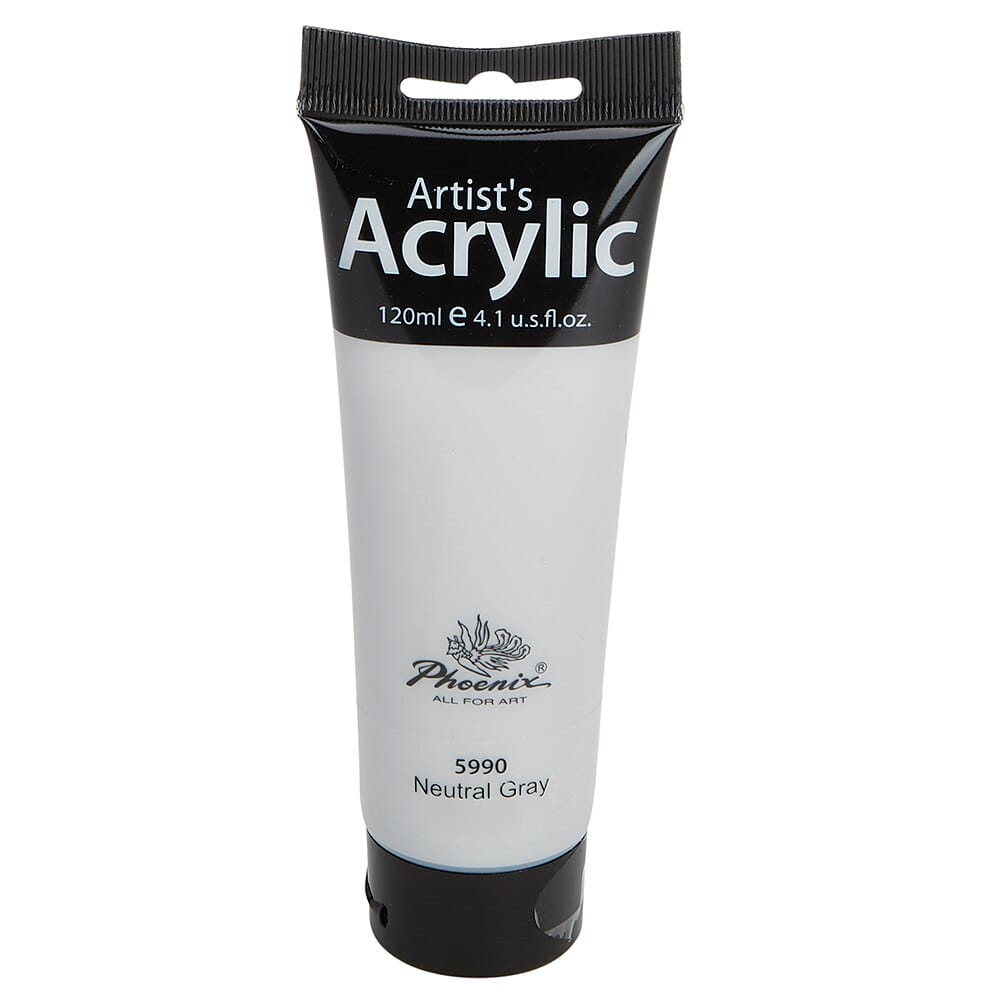 Phoenix Artist's Acrylic Paint, Neutral Gray, 120 ml