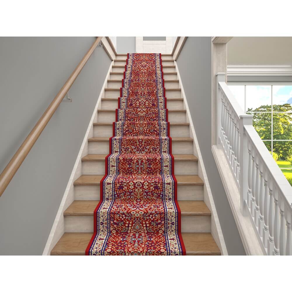 Avalon 26" x 25' Stair Runner, Sarouk Red