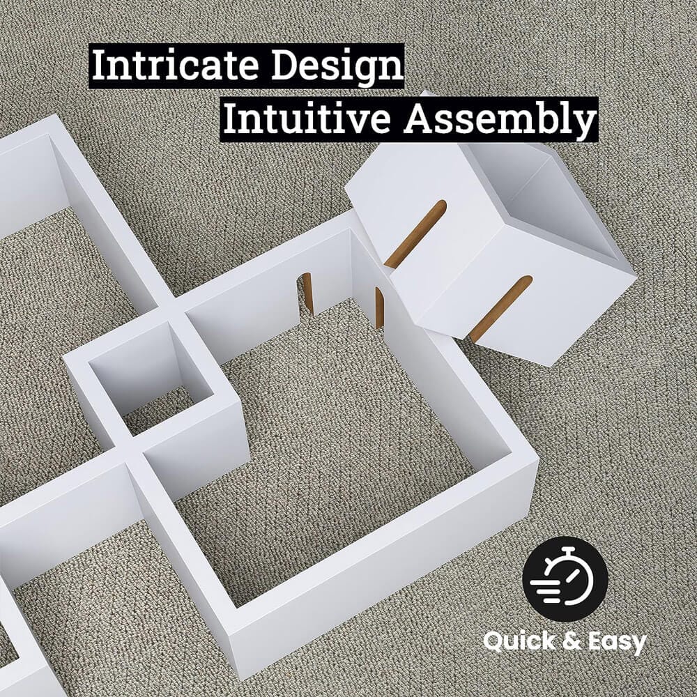 Greenco Intersecting Cube Shelves, Set of 4, Gray