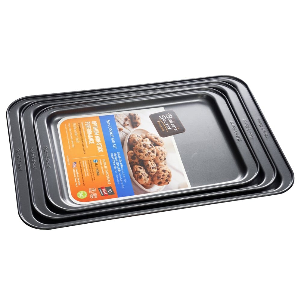 Baker's Secret Essentials Cookie Pan Set, 3-Piece