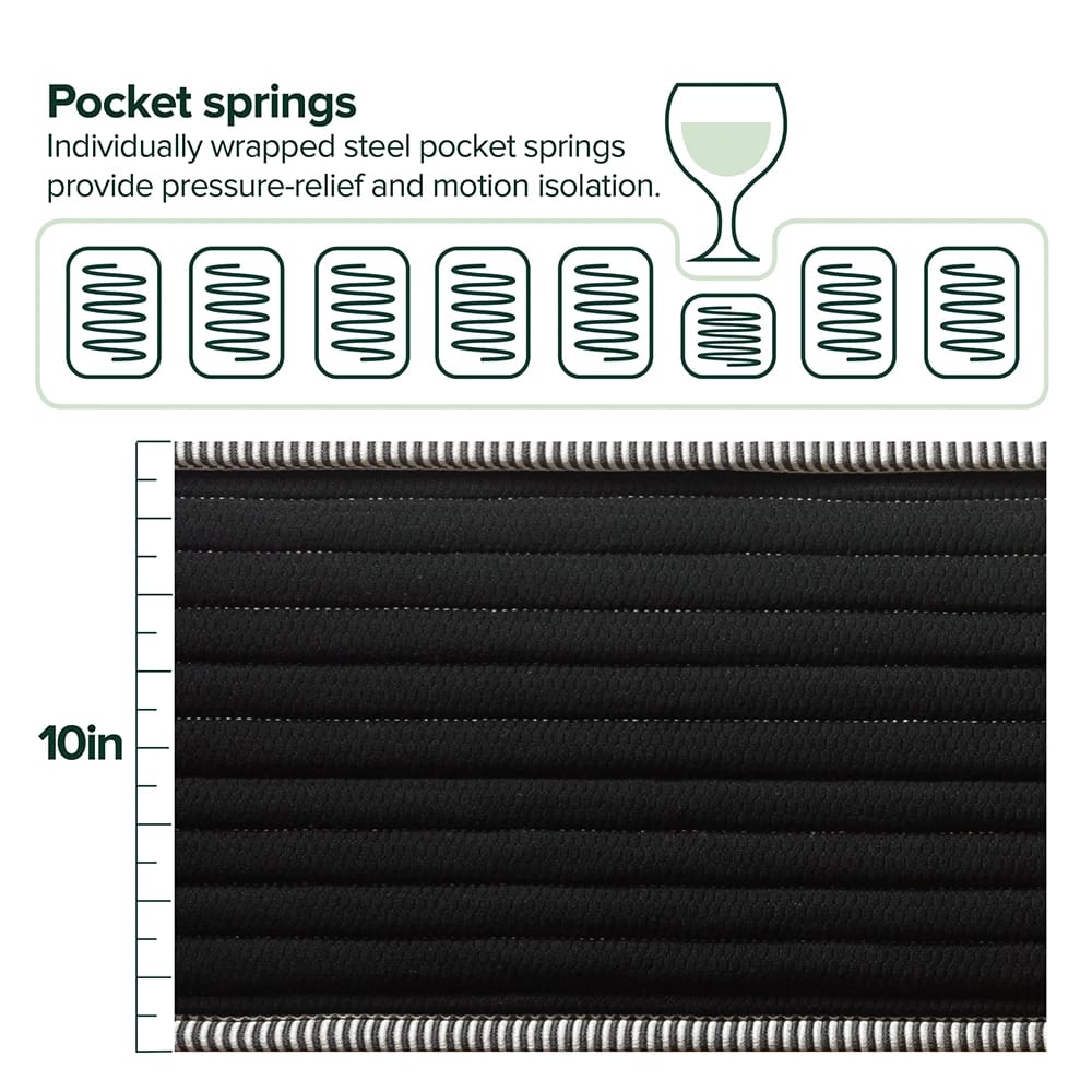 Zinus 10" Comfort Spa Sensations Classic Pocket Spring Hybrid Mattress, King