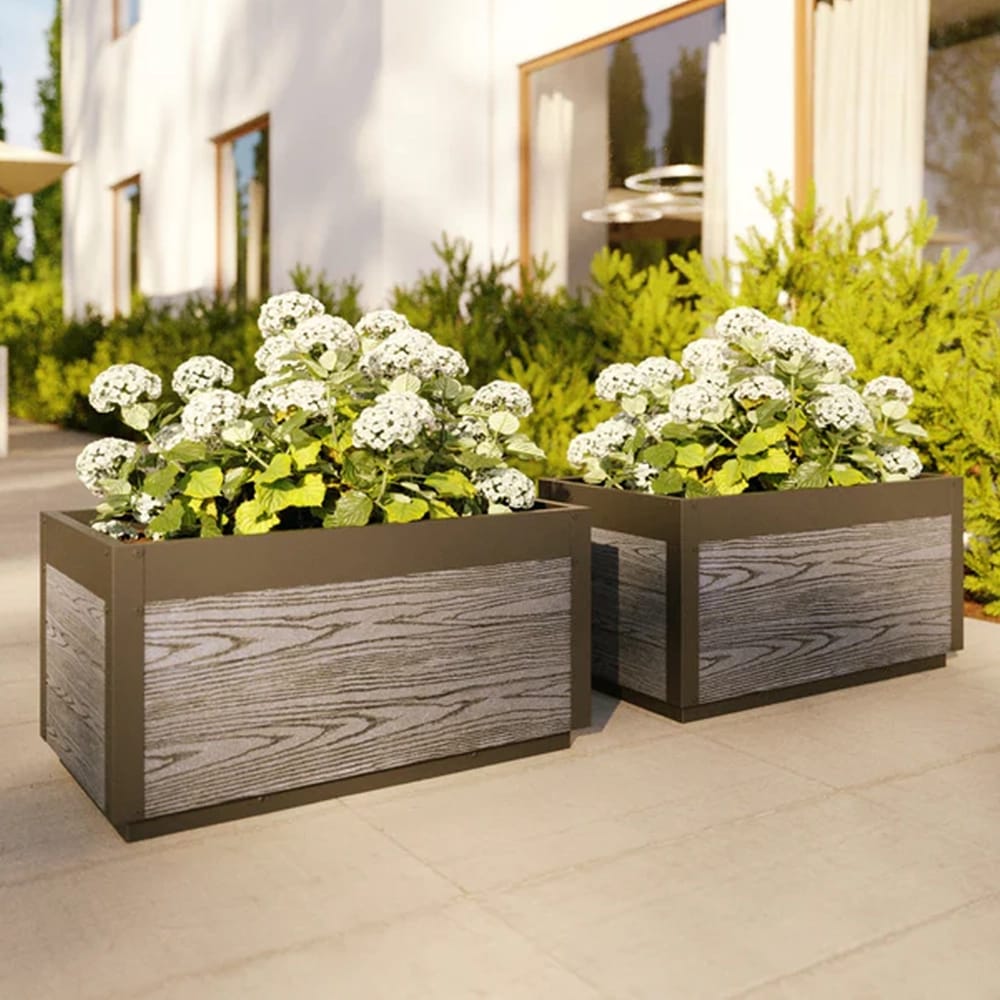 Vita Delta 30" Planter, Gray, Set of 2