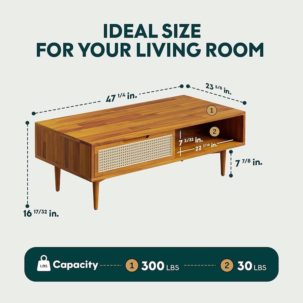 Bme Oliver Solid Wood Coffee Table, Caramel