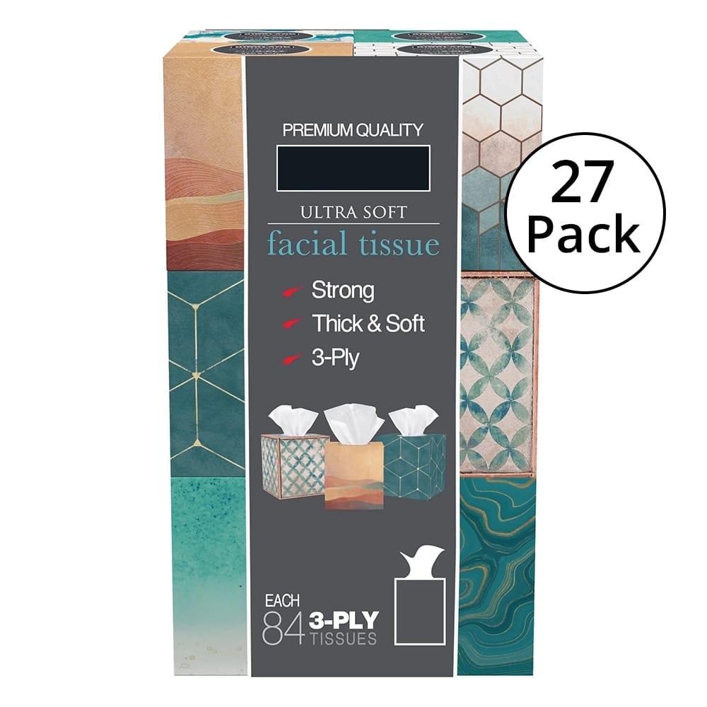 Premium Quality Ultra Soft Facial Tissue, 27 Pack