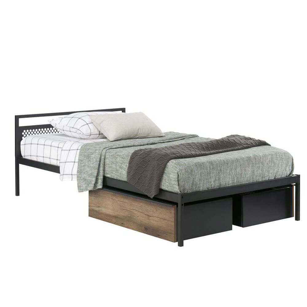 Sauder Boulevard Cafe Twin Mate’s Bed with Drawers, Black/Vintage Oak