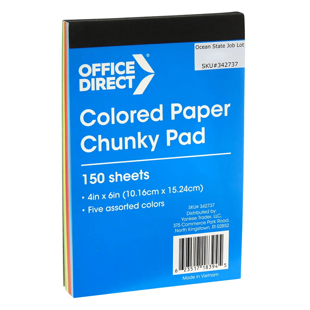 Office Direct Colored Paper Chunky Pad, 150 Sheets, 4" x 6"
