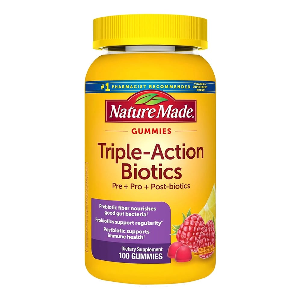 Nature Made Triple-Action Biotics, Prebiotic Fiber Gummies, 100 ct