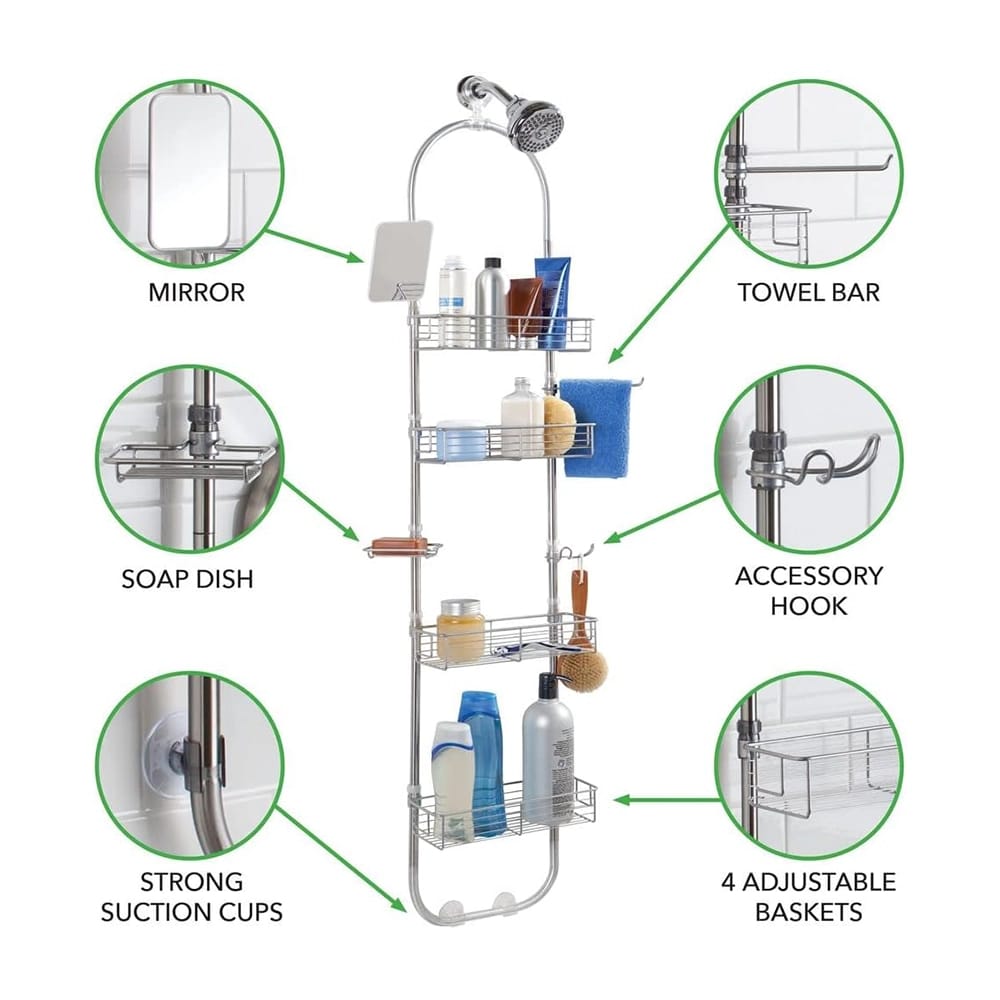 mDesign 4-Tier Stainless Steel Shower Caddy
