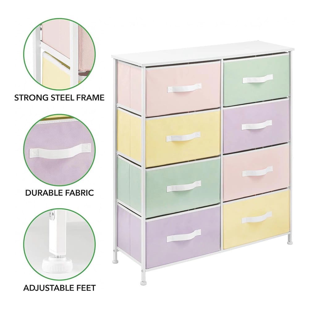 mDesign 8 Drawer Fabric Dresser, Multi-Color