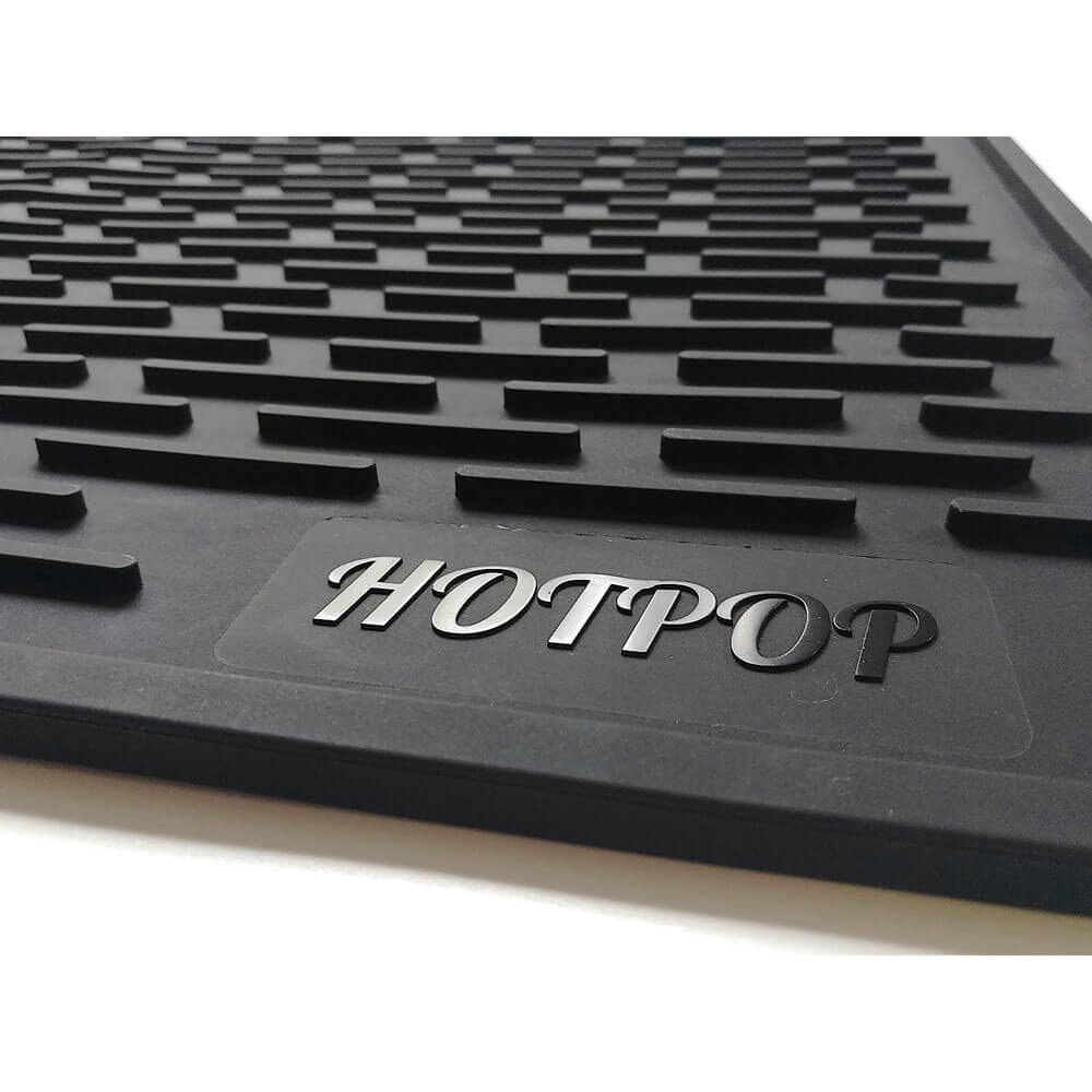 HOTPOP Medium 16" x 12" Super Sturdy Silicone Dish Drying Mat & Trivet, Black