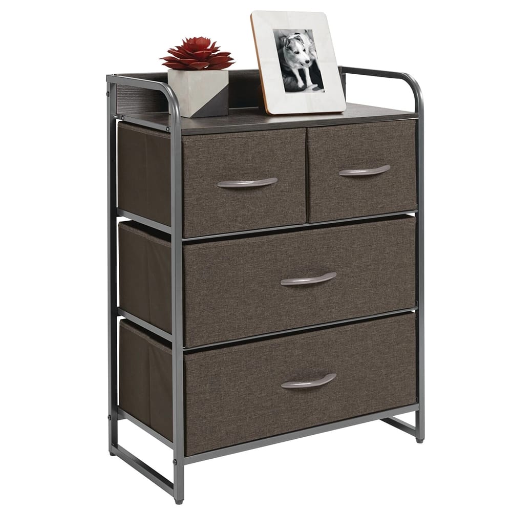 mDesign 4 Drawer Fabric Dresser, Dark Gray/Graphite
