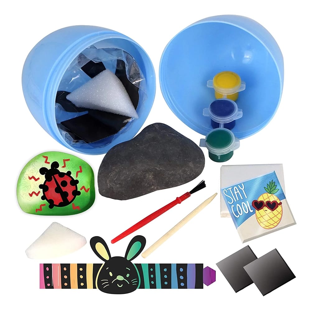 12-Piece Pre Filled Easter Eggs with DIY Art and Craft Rock Painting Kit